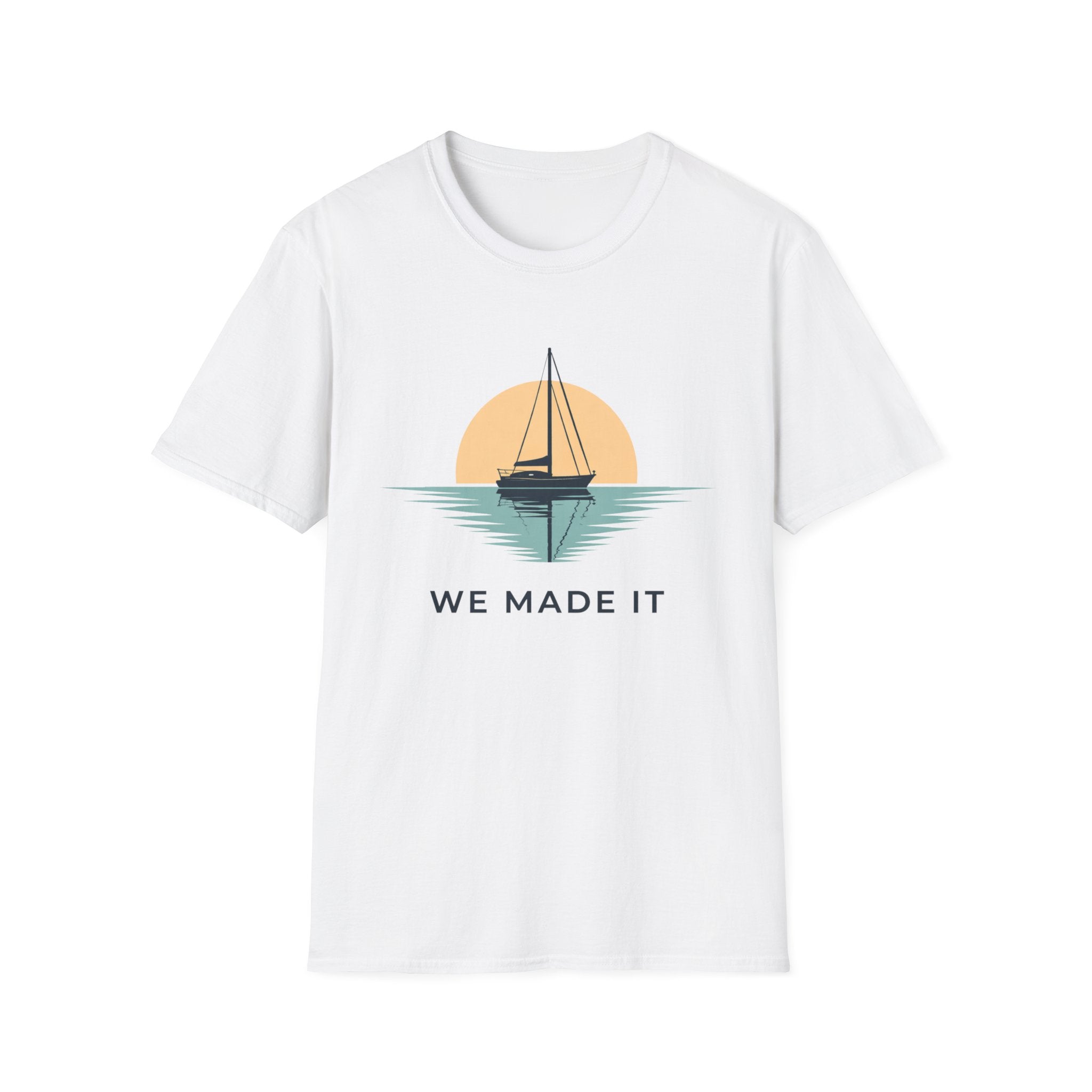 Sailboat "We Made It" T-Shirt — Sunset Nautical Tee