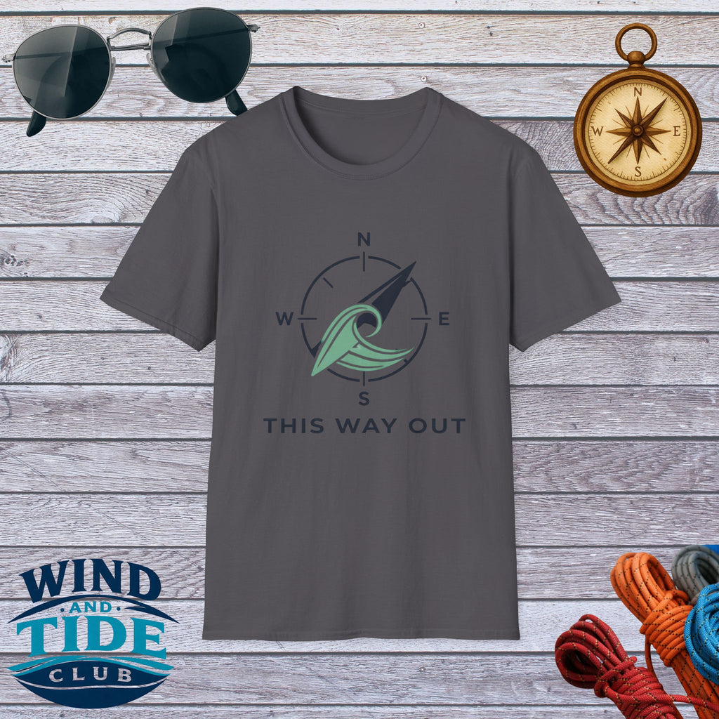 Compass Wave T-Shirt – “This Way Out” Adventure Tee