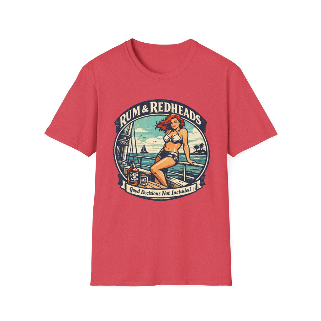 Rum & Redheads Retro Pinup T-Shirt — "Good Decisions Not Included"