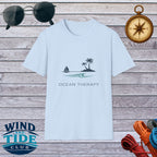 Ocean Therapy T-Shirt — Coastal Beach Palm Tree Sailboat Tee