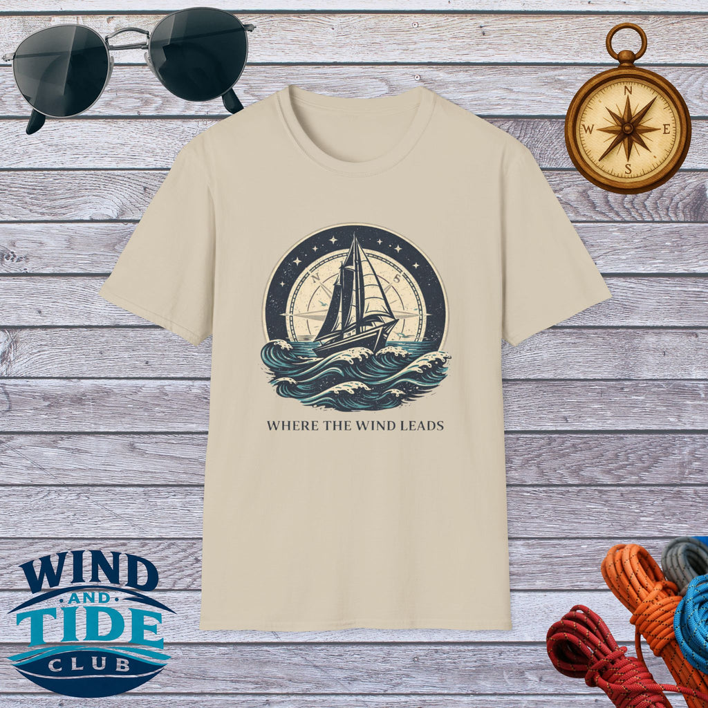 Sailboat Graphic T-Shirt — "Where the Wind Leads" Nautical Tee