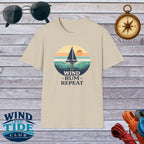 Sailboat Sunset Tee - "Wind Rum Repeat" Nautical Sailing Shirt