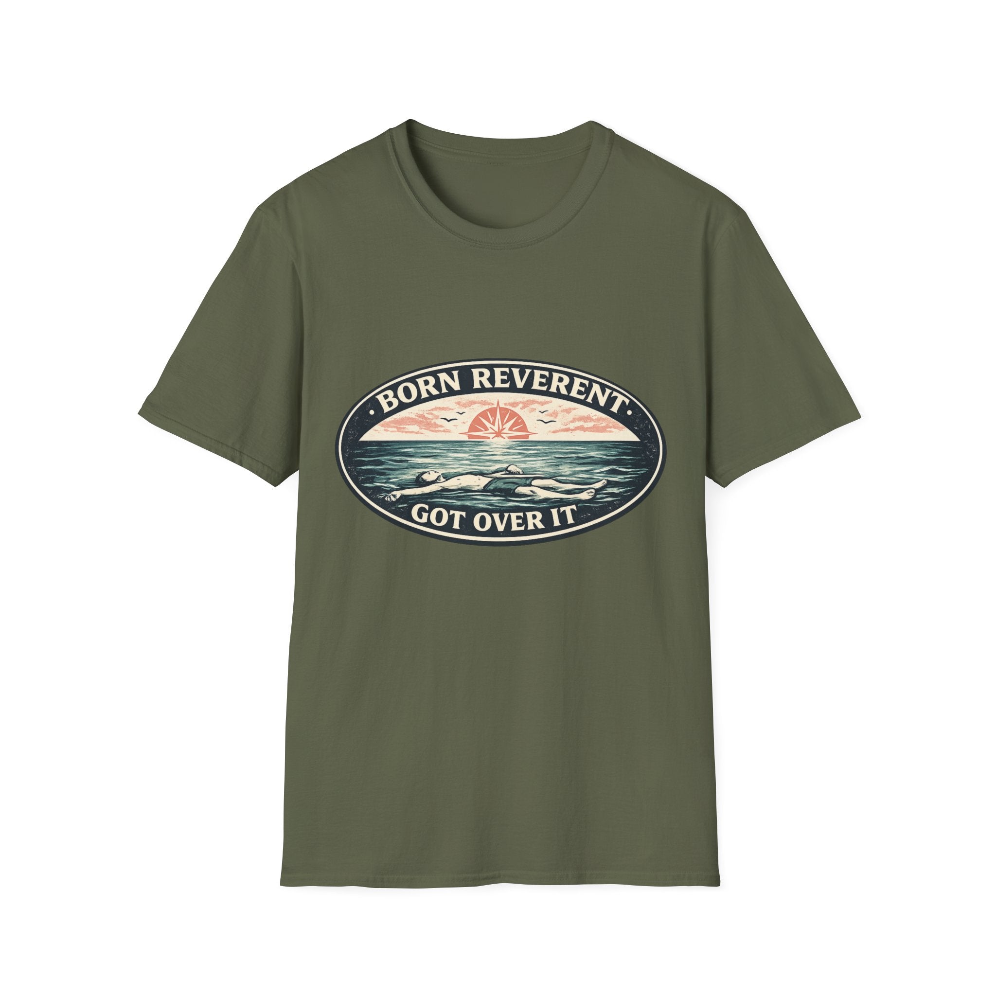 Born Reverent Ocean T-Shirt — "Got Over It" Retro Sunrise Graphic