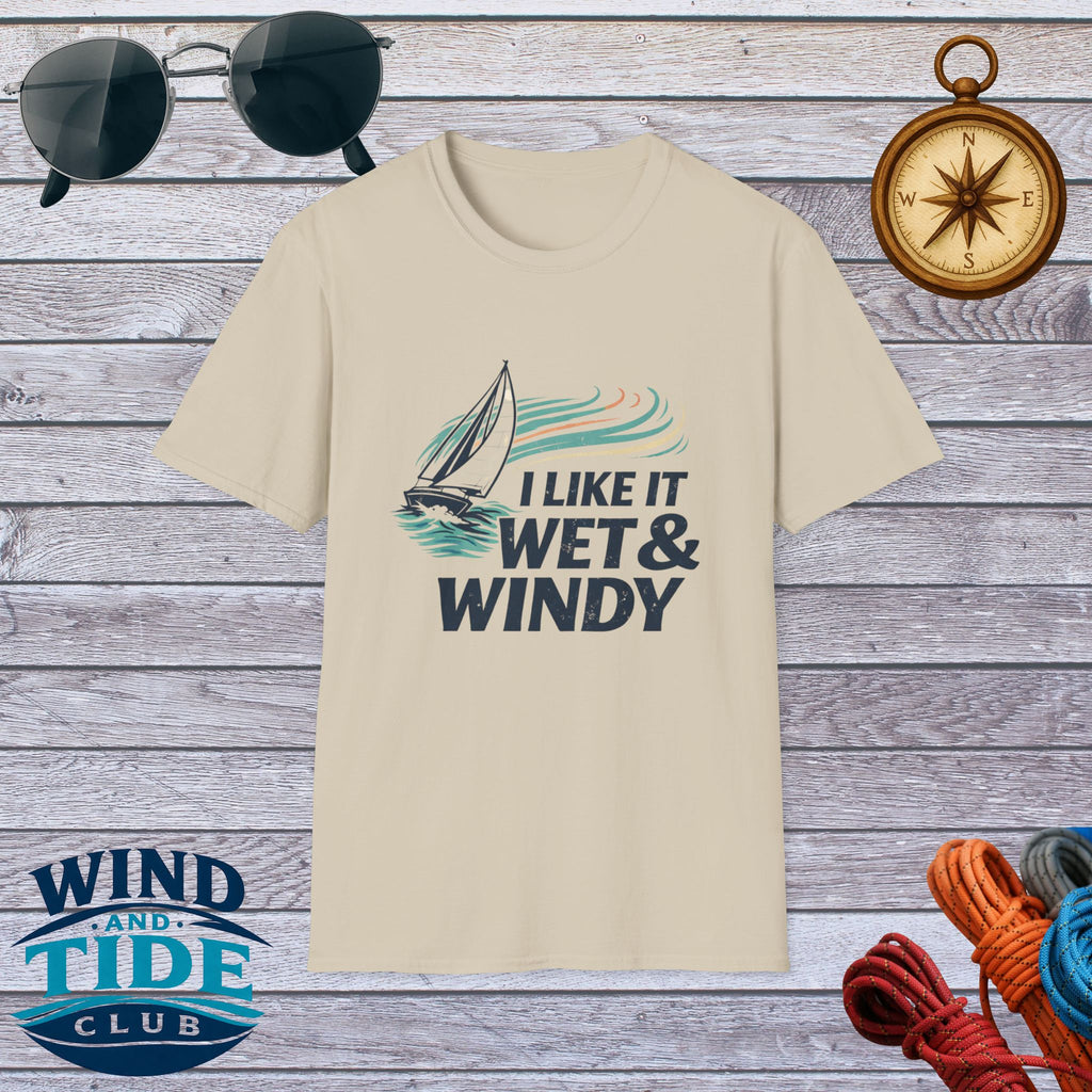 Sailboat T-Shirt — "I Like It Wet & Windy" Nautical Sailing Tee