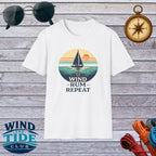 Sailboat Sunset Tee - "Wind Rum Repeat" Nautical Sailing Shirt