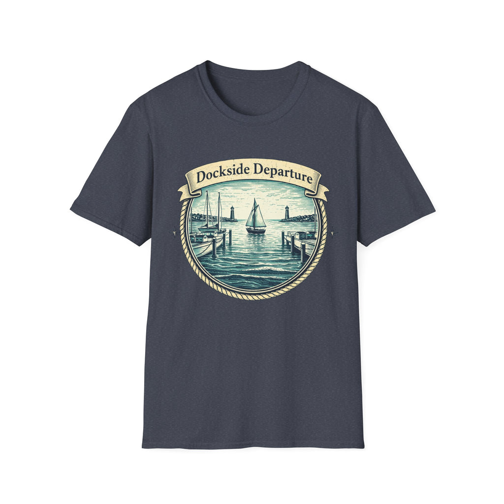 Dockside Departure Nautical T-Shirt — Vintage Sailboat Harbor Tee