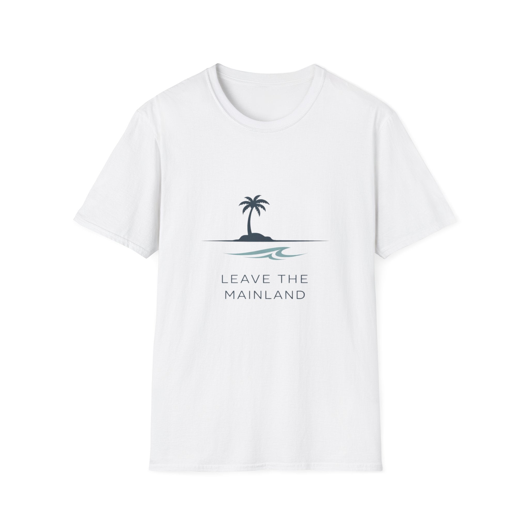 Beach T-Shirt — "Leave the Mainland" Palm Island Tee