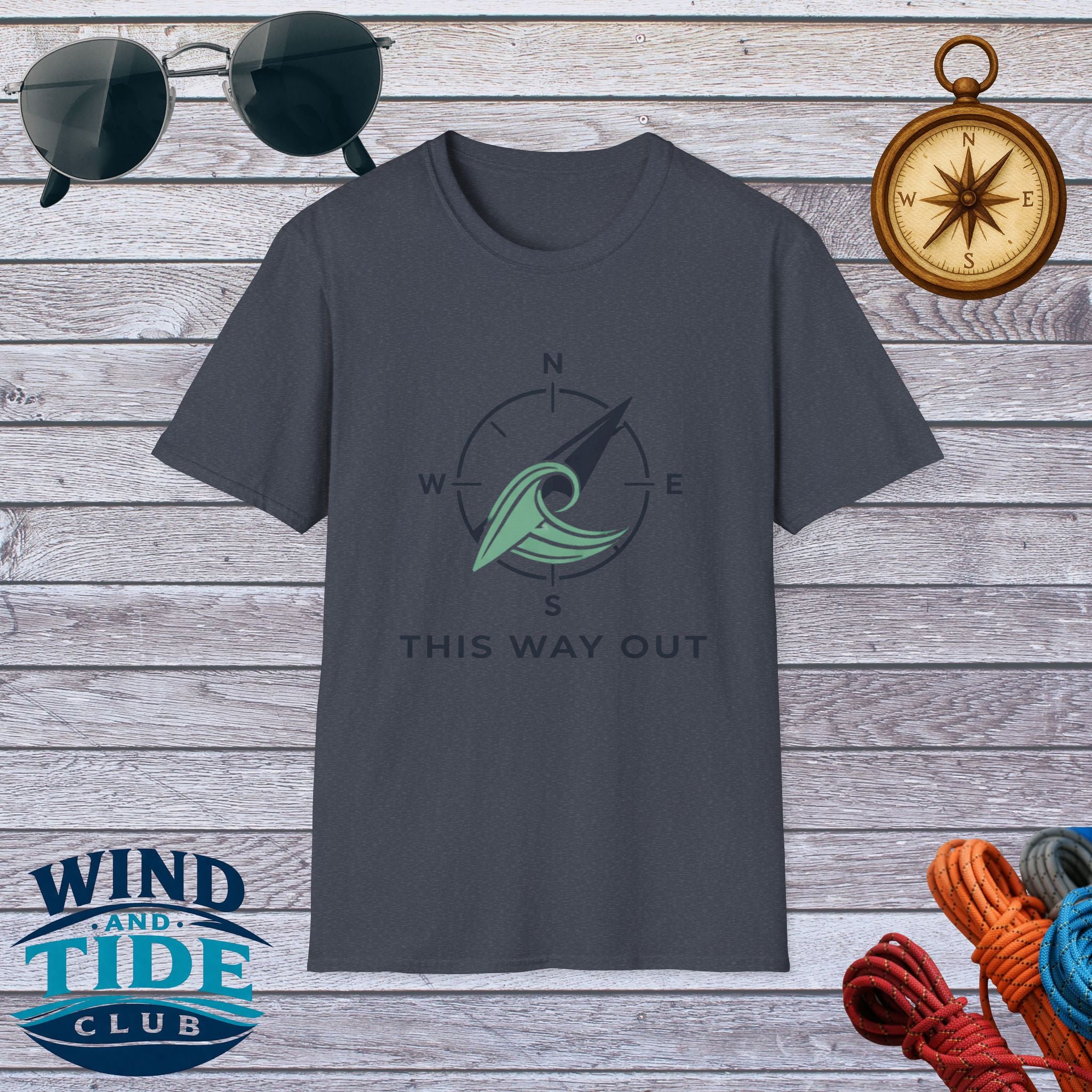 Compass Wave T-Shirt – “This Way Out” Adventure Tee