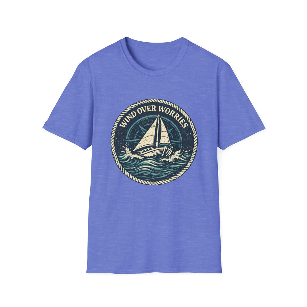 Sailboat Graphic Tee — "Wind Over Worries" Nautical T-Shirt