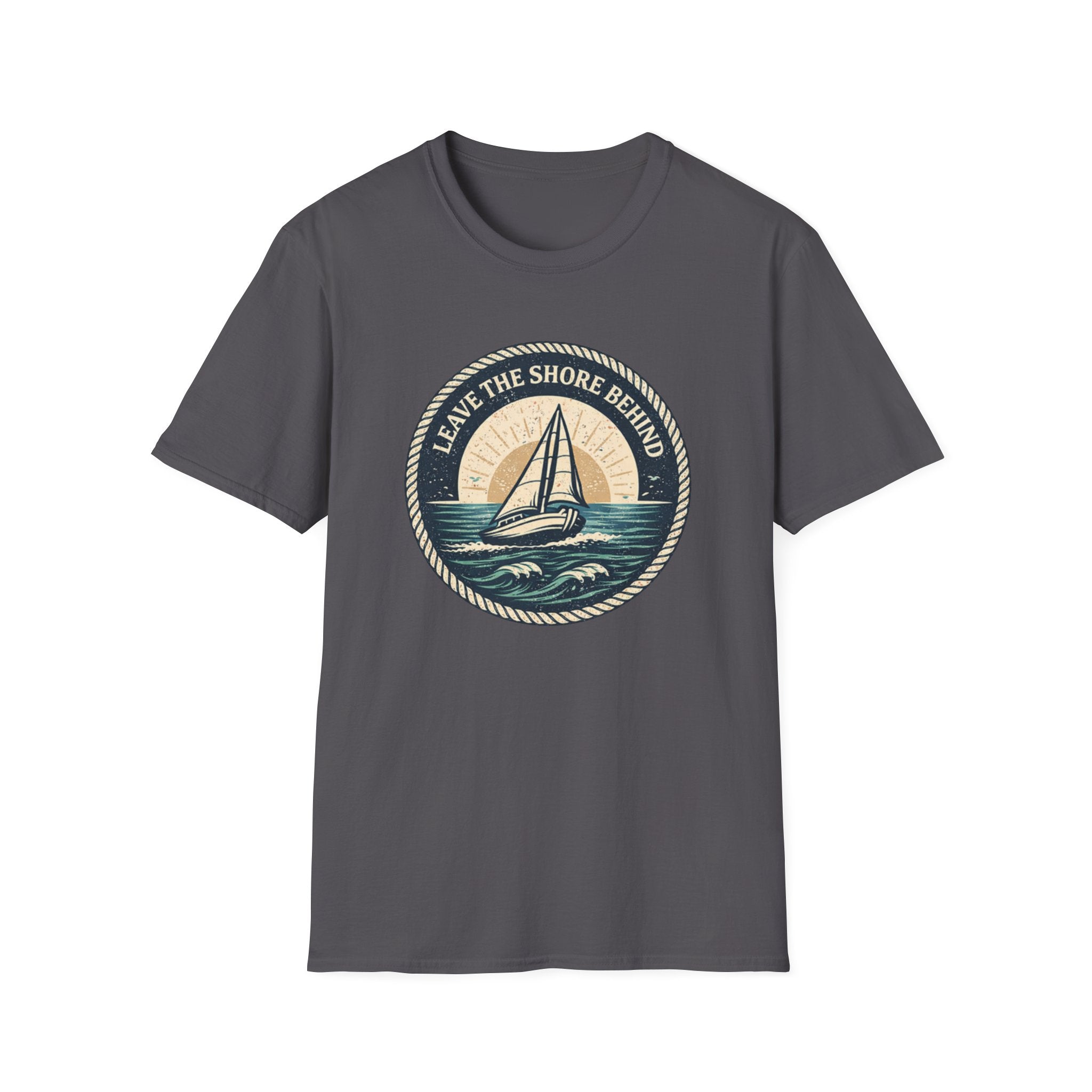 Sailboat Tee — "Leave the Shore Behind" Nautical Adventure T-Shirt