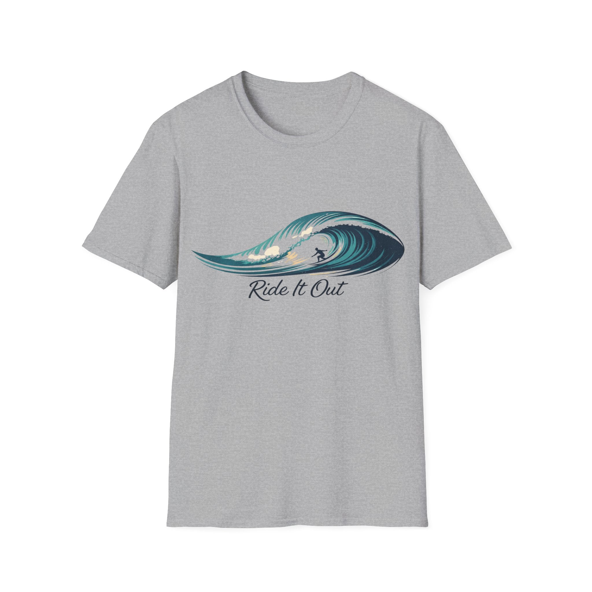 Surf Wave T‑Shirt — 'Ride It Out' Coastal Surfing Tee