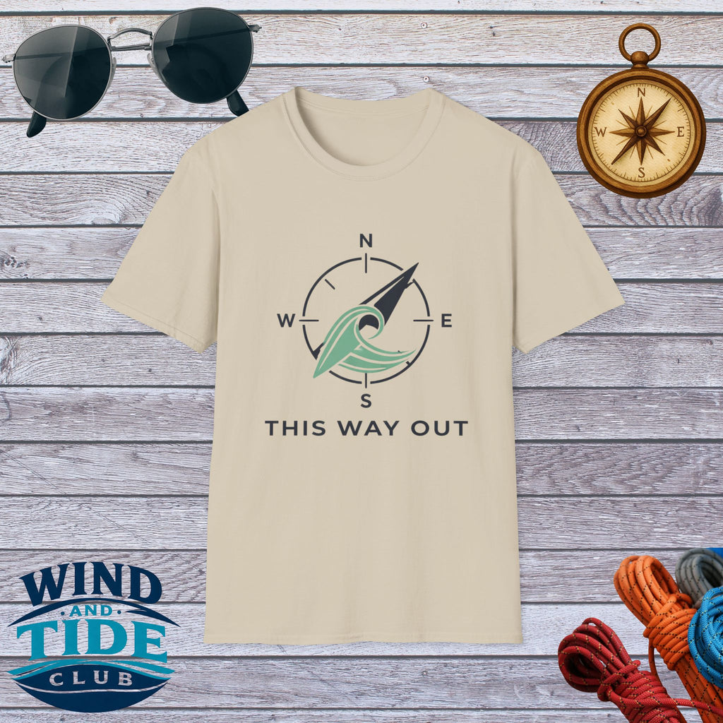 Compass Wave T-Shirt – “This Way Out” Adventure Tee