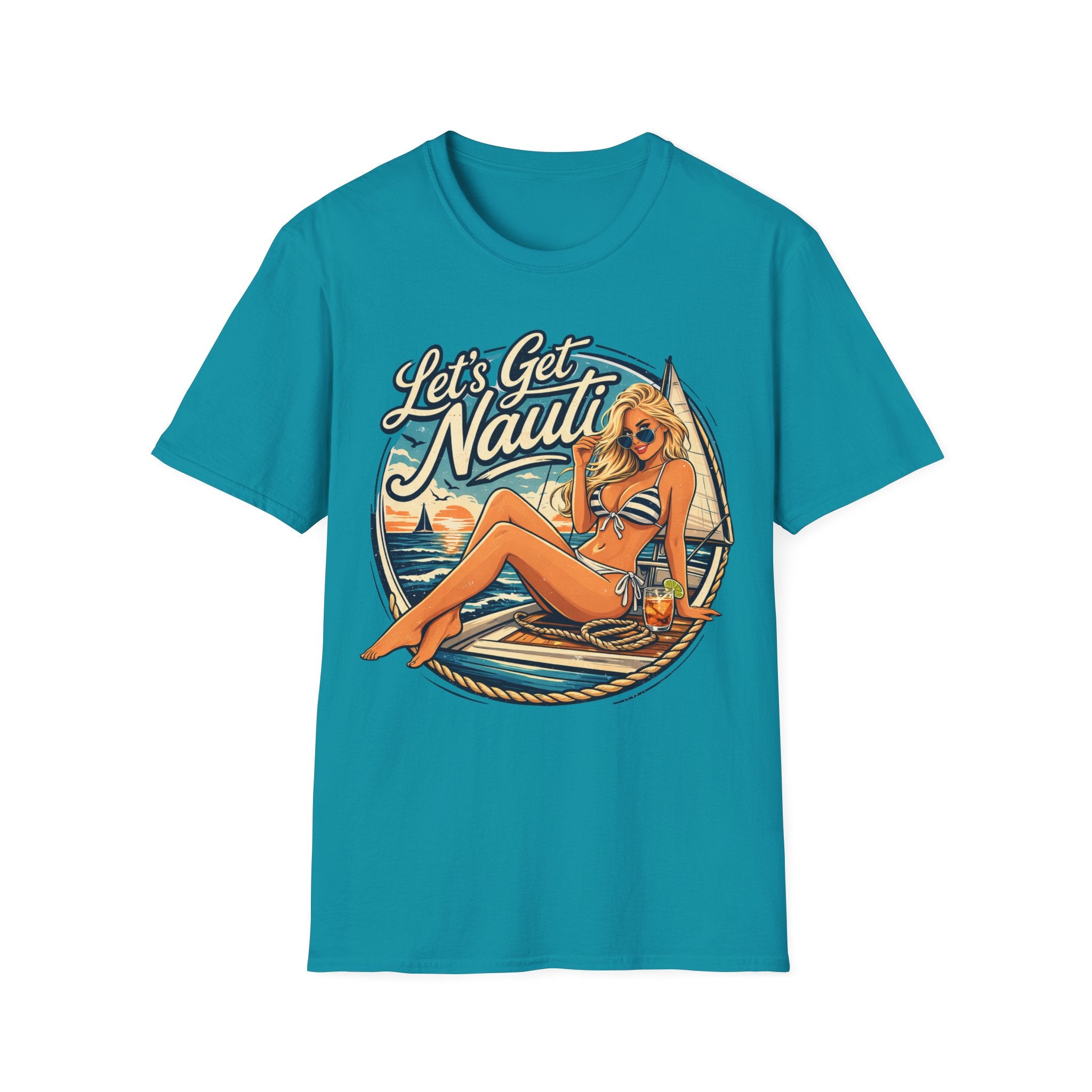 Let's Get Nautical T-Shirt – Retro Pinup Beach Sailing Graphic Tee