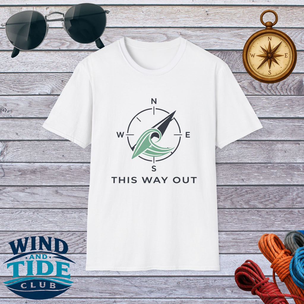 Compass Wave T-Shirt – “This Way Out” Adventure Tee