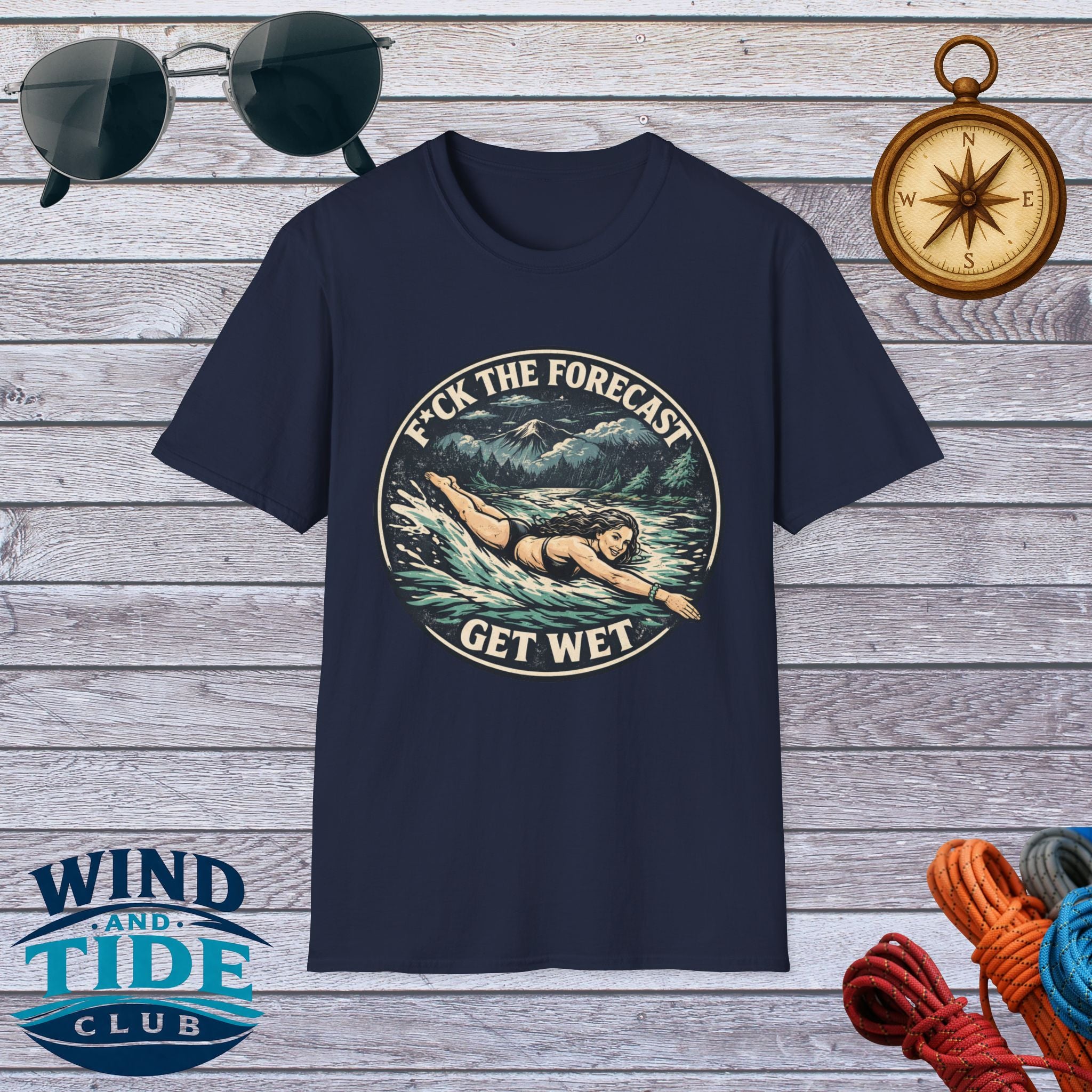 T-Shirt — "F*ck the Forecast, Get Wet" Vintage Swimmer Tee