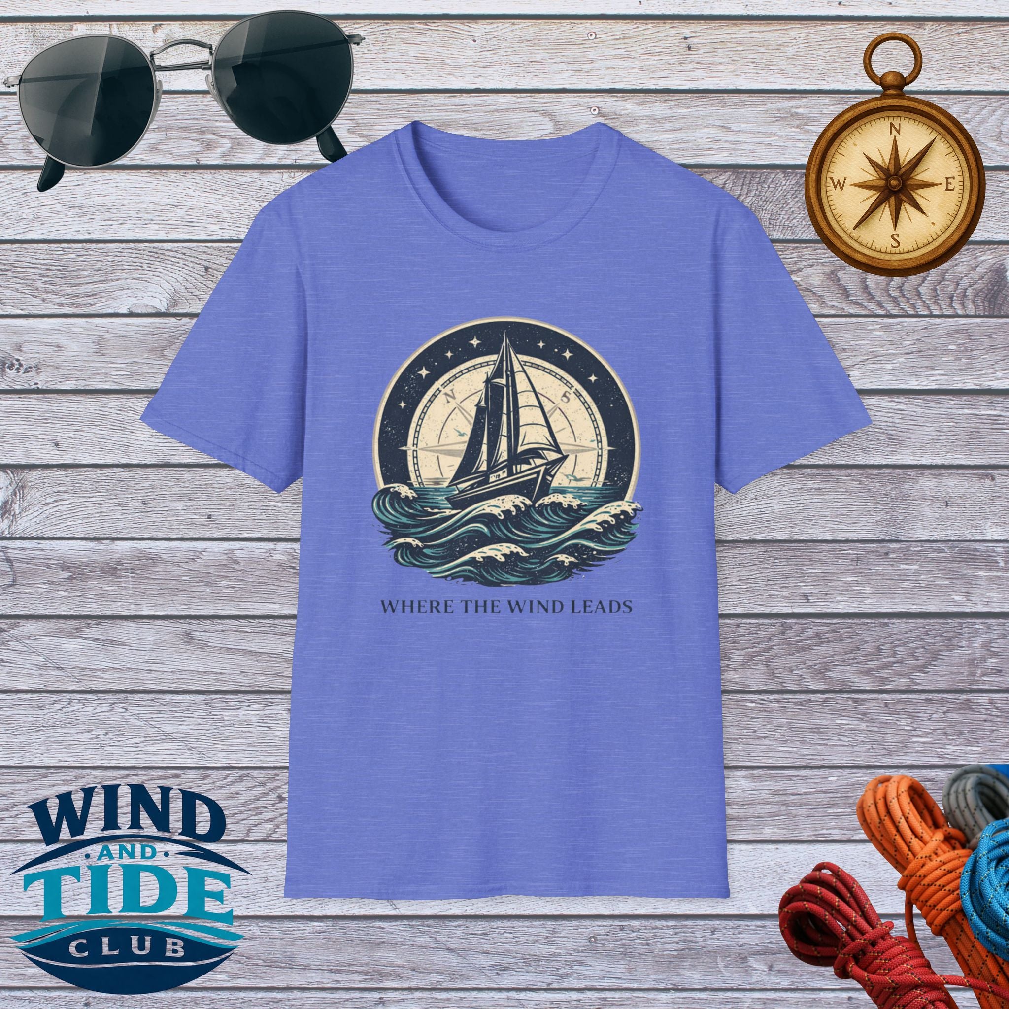 Sailboat Graphic T-Shirt — "Where the Wind Leads" Nautical Tee