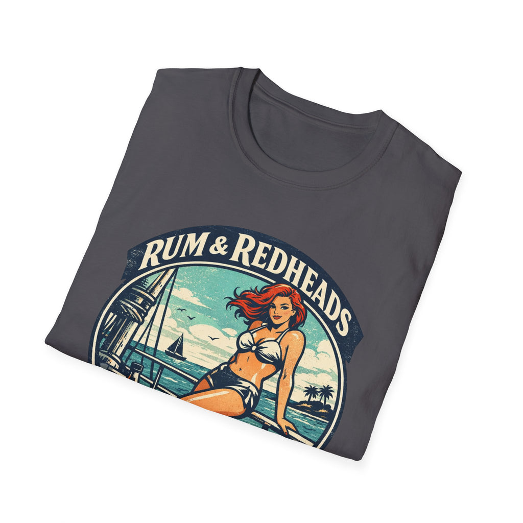 Rum & Redheads Retro Pinup T-Shirt — "Good Decisions Not Included"