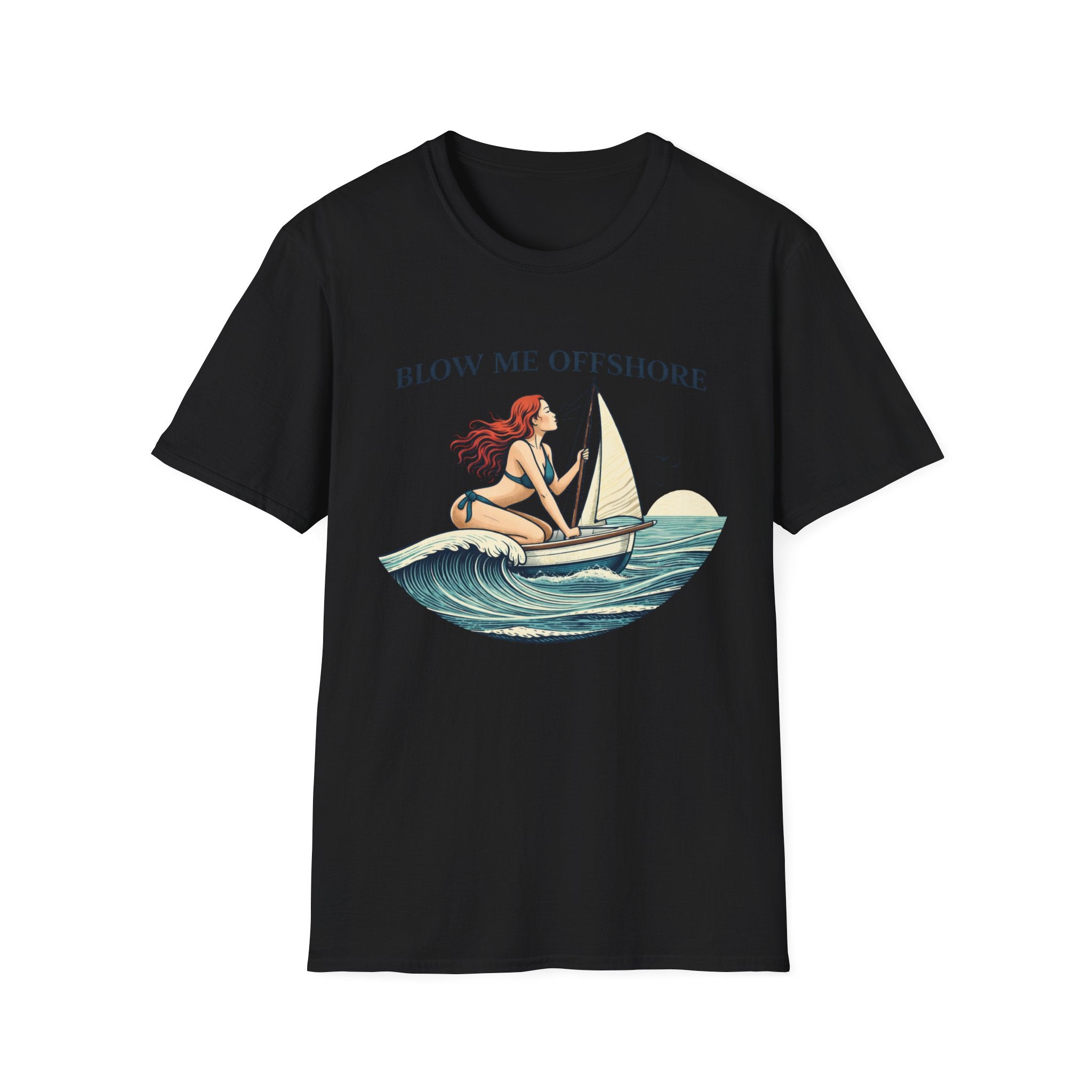 Blow Me Offshore Sailboat Tee — Vintage Pinup Sailing T-Shirt