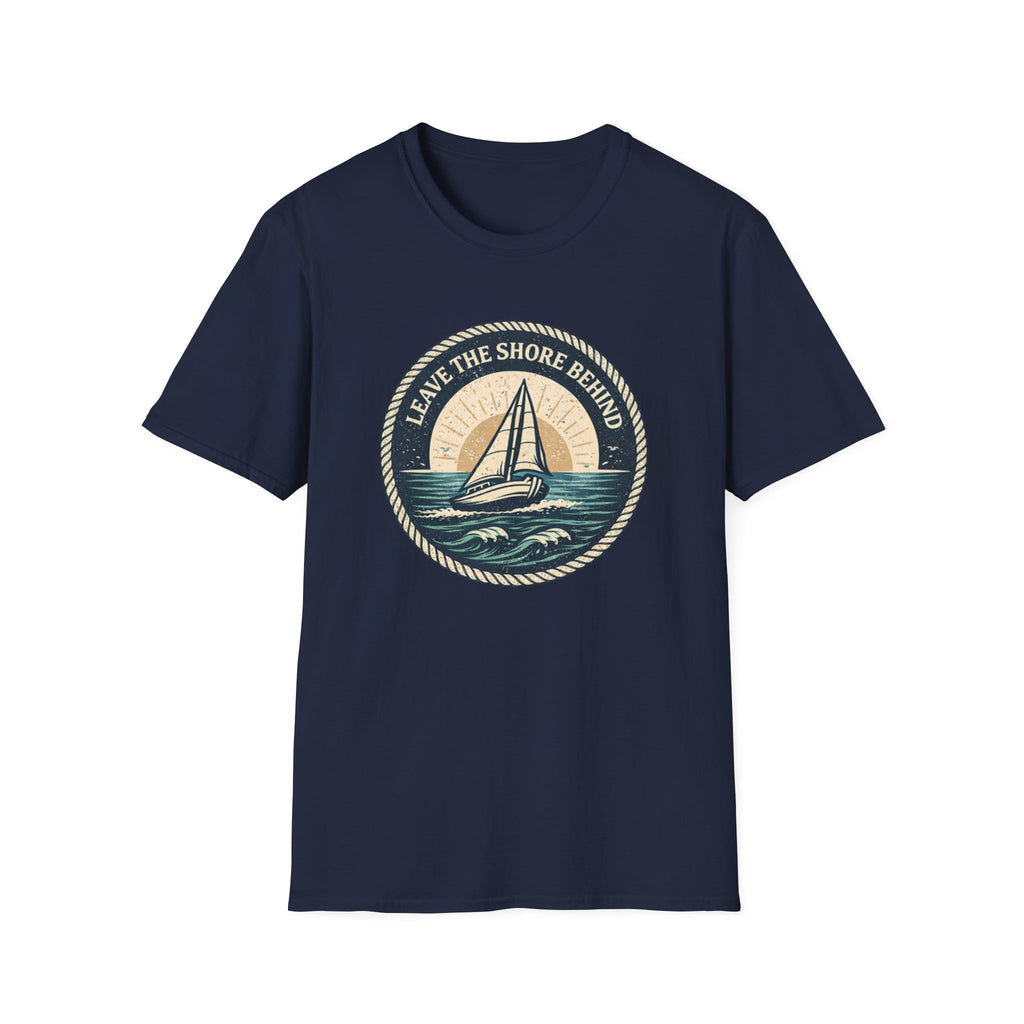 Sailboat Tee — "Leave the Shore Behind" Nautical Adventure T-Shirt
