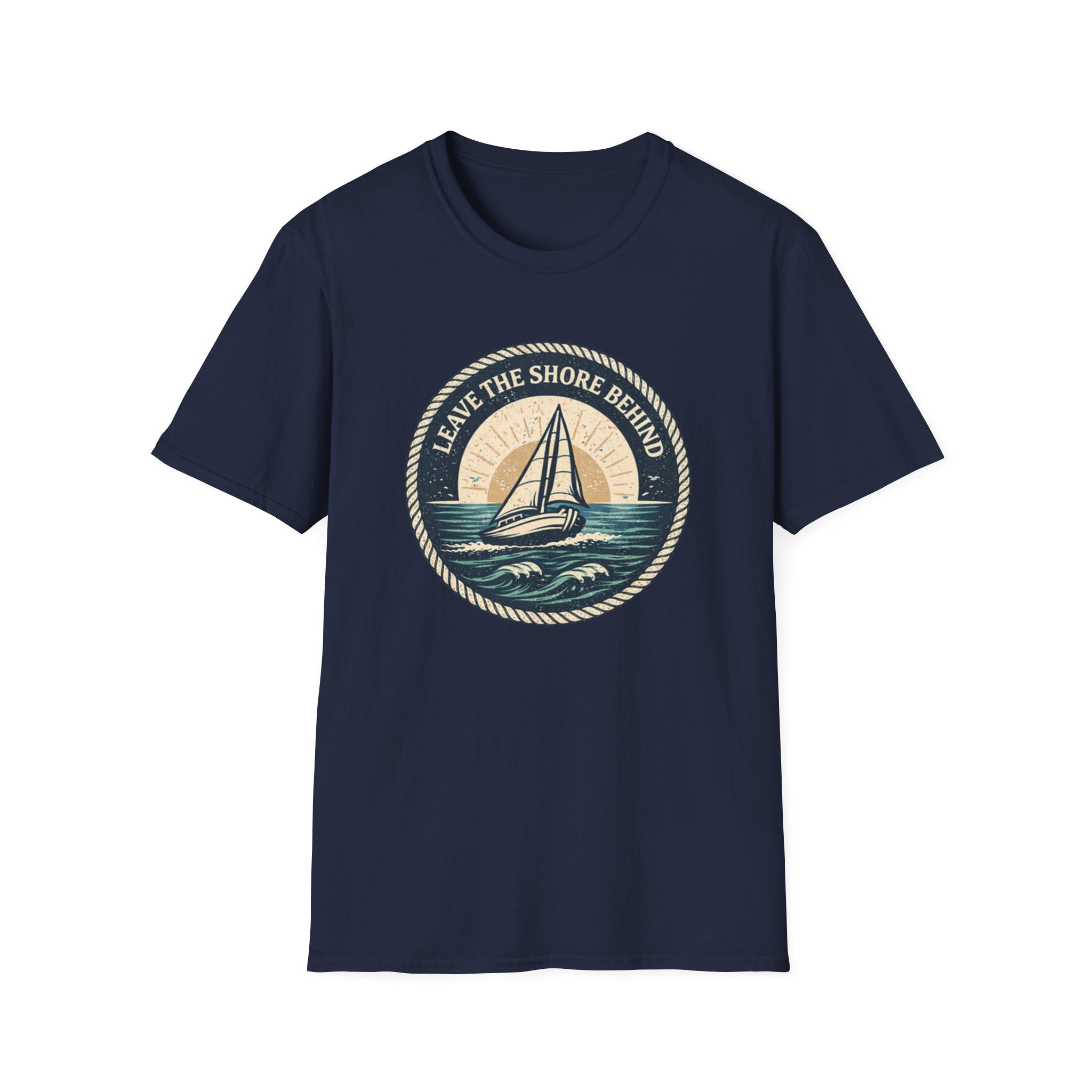 Sailboat Tee — "Leave the Shore Behind" Nautical Adventure T-Shirt