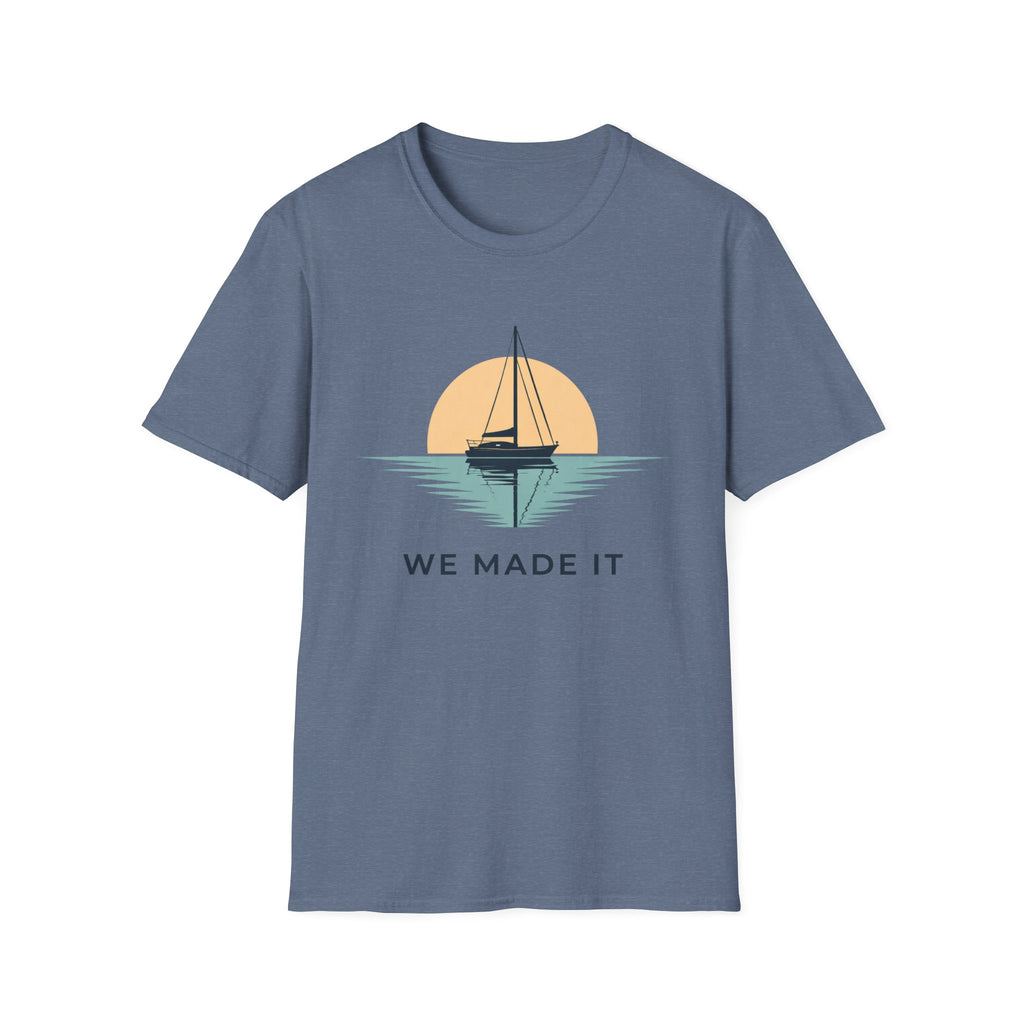 Sailboat "We Made It" T-Shirt — Sunset Nautical Tee