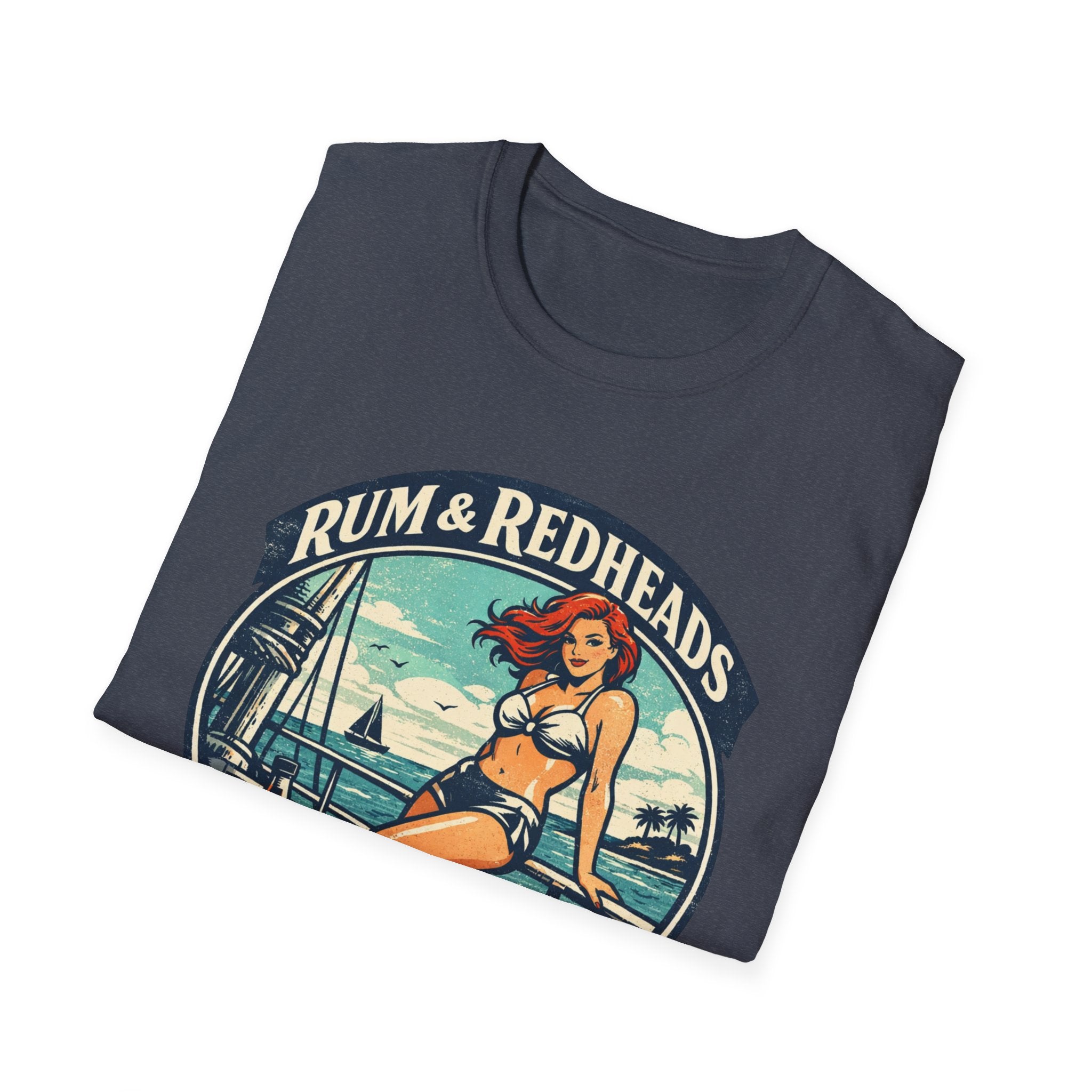 Rum & Redheads Retro Pinup T-Shirt — "Good Decisions Not Included"