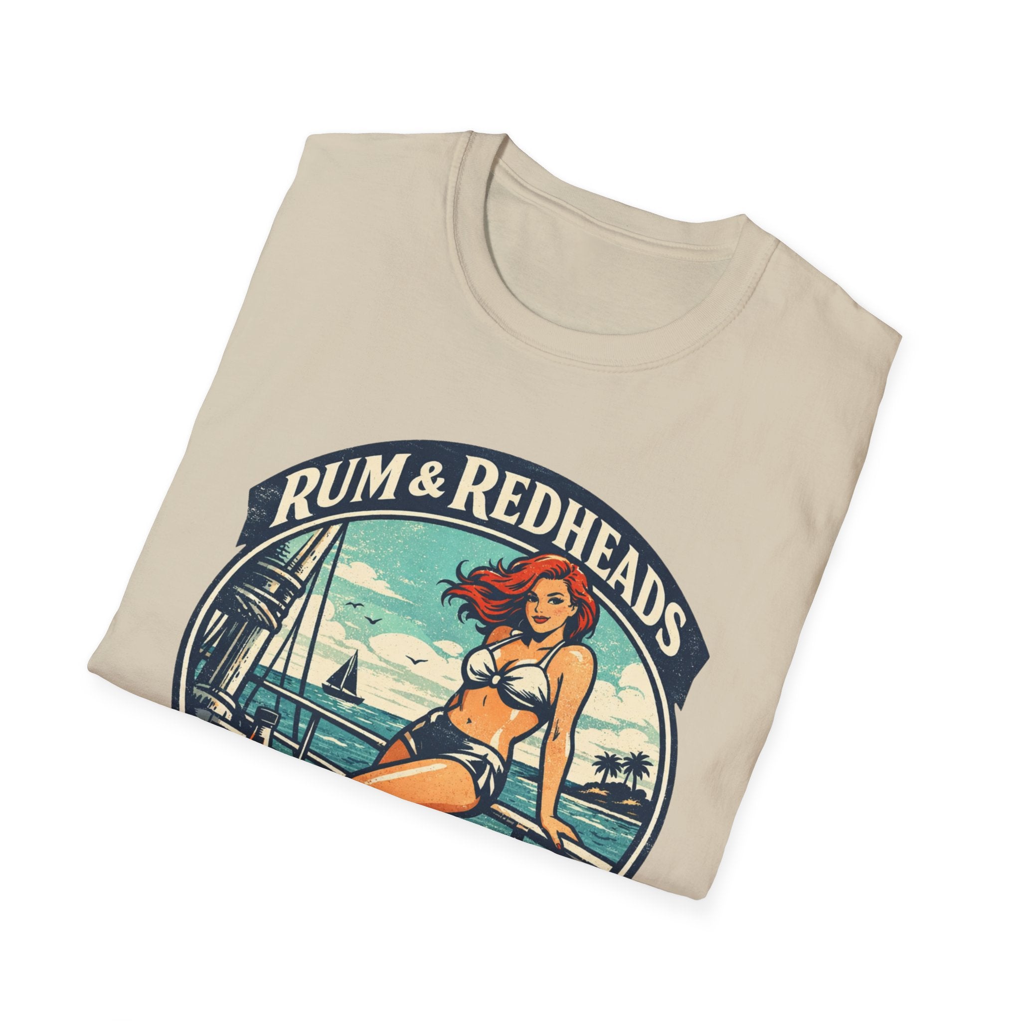 Rum & Redheads Retro Pinup T-Shirt — "Good Decisions Not Included"