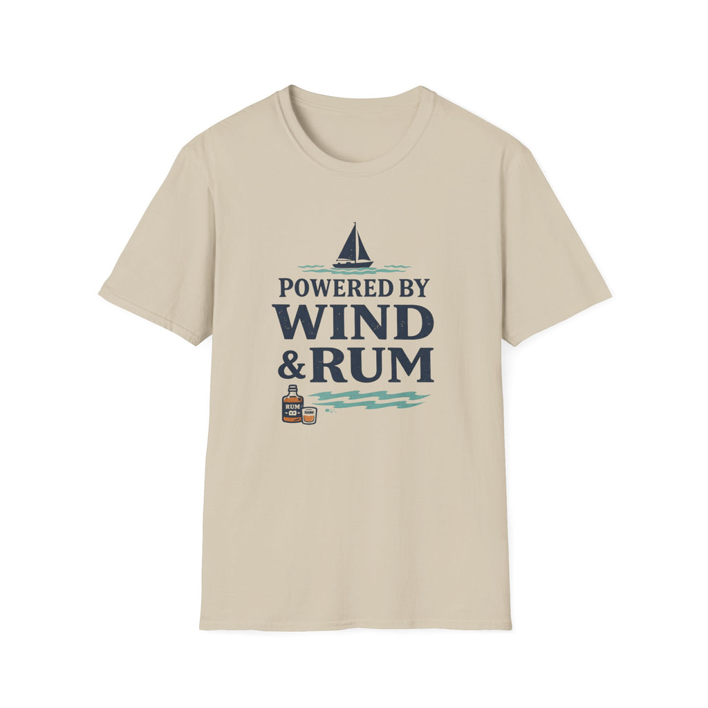 Sailor T-Shirt — "Powered by Wind & Rum" Nautical Sailing Tee