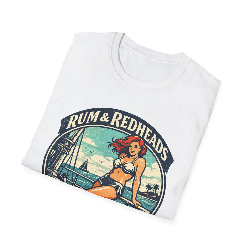 Rum & Redheads Retro Pinup T-Shirt — "Good Decisions Not Included"